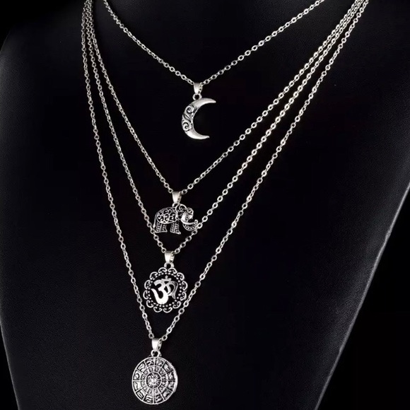 3 for $25⚡️multi layer moon elephant Boho necklace - Picture 4 of 5
